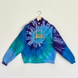 Vintage Y2K Alaska Grown Swirl Tie Dye Multicolor Hoodie Adult size Medium